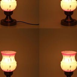 SOMIL Pack Of 4 White Printed Glass Cylindrical Shaped Table Lamps-image-120