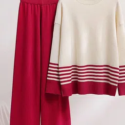 Alamode By Akanksha Red Alfred Woolen Co-Ord Set image 2