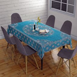 Sun Rise Teal Floral Printed 4-Seater Table Cover-picture-31
