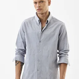 Snitch Men India Slim Fit Textured Button-Down Collar Casual Shirt-image-81