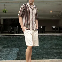 Campus Sutra Men Comfort Cuban Collar Vertical Striped Oversized Casual Shirt-image-18