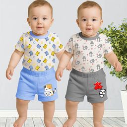 KidBee Unisex Kids Printed T-shirt with Shorts-image-40