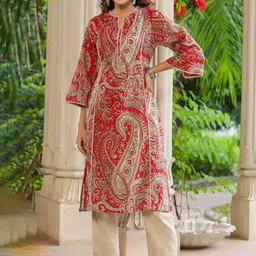 Royal Export Paisley Printed Notch Neck Straight Kurta-picture-34