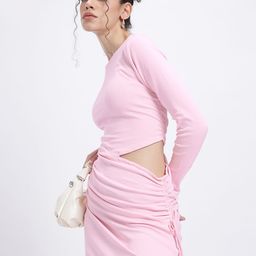 glitchez Ruched Cut-Out Midi Shift Dress-image-34