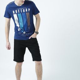 Huetrap Men Navy Blue Graphic Printed Cotton T-shirt-image-16