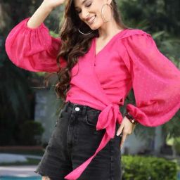Sera Pink Self Pattern Crop Top-picture-22