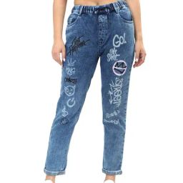 RECAP Royal Blue Printed High Rise Jeans-picture-11