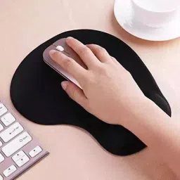 PremiumAV Ergonomic Mouse Pad with Lycra Surface & Non-Slip PU Base for Laptop, Computer Black image 3