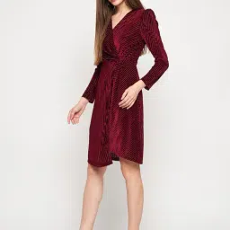 MADAME Wine Regular Fit Wrap Dress image 3