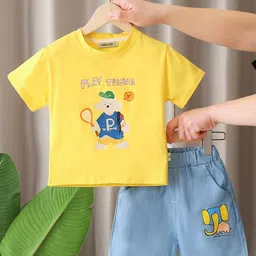 INCLUD Boys Cartoon Printed T-shirt With Denim Shorts-image-97