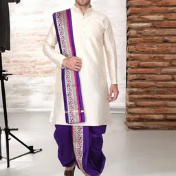 RAMESHWARAM FABRICS Men Ethnic Motifs Printed Kurta with Dhoti Pant & Dupatta-27