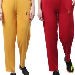 Vimal Jonney Yellow & Red Cotton Track Pants - Pack Of 2-image-96