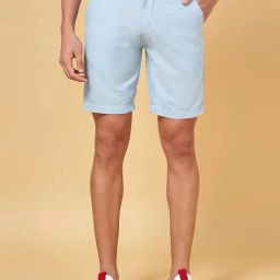 Byford by Pantaloons Blue Linen Slim Fit Shorts-picture-23