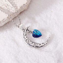 Avni by GIVA 92.5 Sterling Silver Moon Heart Pendant with Chain for Women-image-87