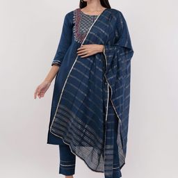 dhartii Women Ethnic Motifs Embroidered Regular Kurta with Trousers & Dupatta-picture-46