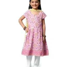BIBA Girls Lilac & White Floral Print Kurta Set-image-85