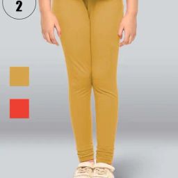 Lyra Kids Beige & Red Skinny Fit Leggings (Pack of 2)-picture-1