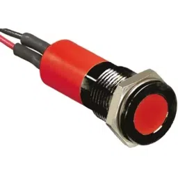 RS PRO Red Panel Mount Indicator 12V DC, Mounting Hole Size 14 mm, Termination Type Lead Wires, IP Rating IP67, Model No 7038989-26