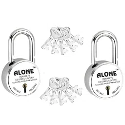ALONE LOCKS 75 mm Steel Chrome with 10 Keys Door Padlock, ARS10_C75_02 (Pack of 2)-18