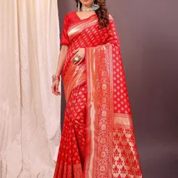 Moda Rapido Woven Design Zari Silk Cotton Banarasi Saree-picture-27