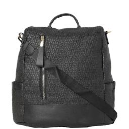 HauteSauce Black Textured Large Convertible Backpack-31