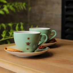 Home4U Macaw & Bee Printed Multicolor Porcelain Cup & Saucer - Set Of 2, (280ml)-3