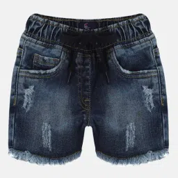 Kiddopanti Kids Blue Distressed Shorts-picture-6