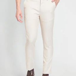 Arrow New York Beige Slim Fit Self Pattern Trousers-image-77