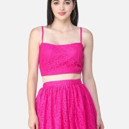 Scorpius Dark Pink Lace Crop Top-image-97