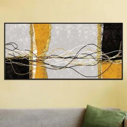 Art Street Black & Gold Tecture Ribbon Large Panel Wall Art Print-16