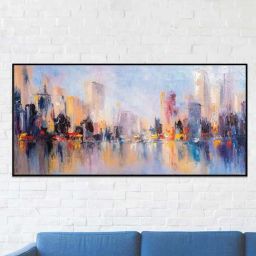 Art Street Black & Blue Large Panel Wall Art Print-40
