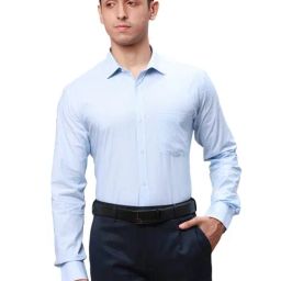 Park Avenue Blue Cotton Slim Fit Self Pattern Shirt-image-72