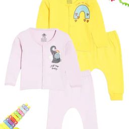 The Mom Store Multicolor Cotton Printed Baby Pajama Set - Pack of 3-image-43