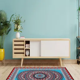 MODEFE Blue Ethnic Motifs Anti-Skid Nylon Carpet-image-98