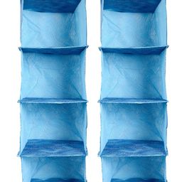 Kuber Industries Set of 2 4 Shelf Blue Printed Foldable Wardrobe Cloth Organizer-48