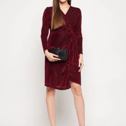 MADAME Wine Regular Fit Wrap Dress image 4