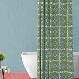 ArtzFolio Green & White Printed Waterproof Shower Curtain-image-70