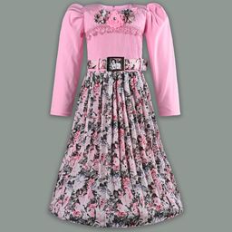 Wish Karo Girls Floral Printed Tie-Ups Fit & Flare Knee Length Dress-image-64
