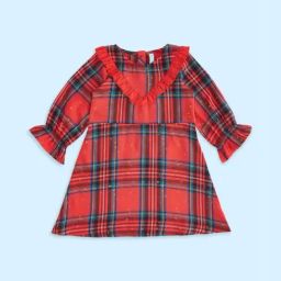 Pantaloons Baby Red & Blue Cotton Chequered Full Sleeves Dress-image-89