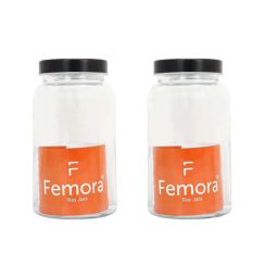 Femora Transparent Glass Storage Jar With Black Lid (1.5 L) - Set of 2-image-96