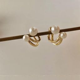 LVISHI Trendy Gold Pearls Earrings Korean Huggie Style for Women & Girls-image-67