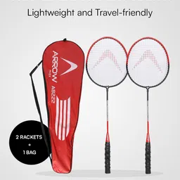 Arrowmax Set Of 2 Steel Badminton Racket Set With Full Cover image 4