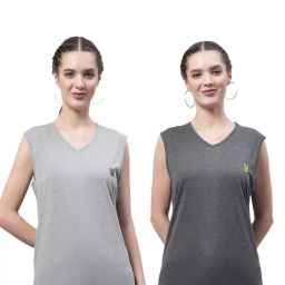 Vimal Jonney Grey Cotton Logo Print T-Shirt (Pack Of 2)-image-91