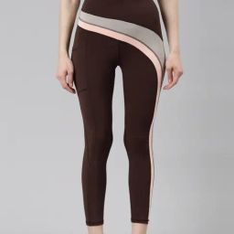 Enamor Brown Color-Block Sports Leggings-image-68