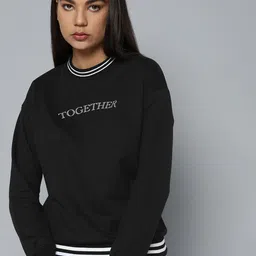 ether Women Black Printed Sweatshirt-image-49