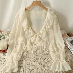 HERE&NOW Women V-Neck Cropped Shrug-26