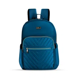 The Clownfish Polyester Material 15.6 Inch Laptop Backpack with Trolley Strap-Teal Blue-picture-1