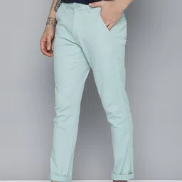 Mast & Harbour Men Blue Self Designed Textured Chinos Trousers-image-27