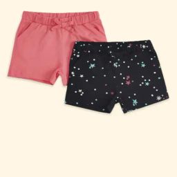 Pantaloons Junior Kids Pink & Black Cotton Printed Shorts-image-127