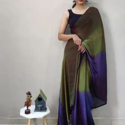 Satrani Green Plain Saree With Unstitched Blouse-image-29